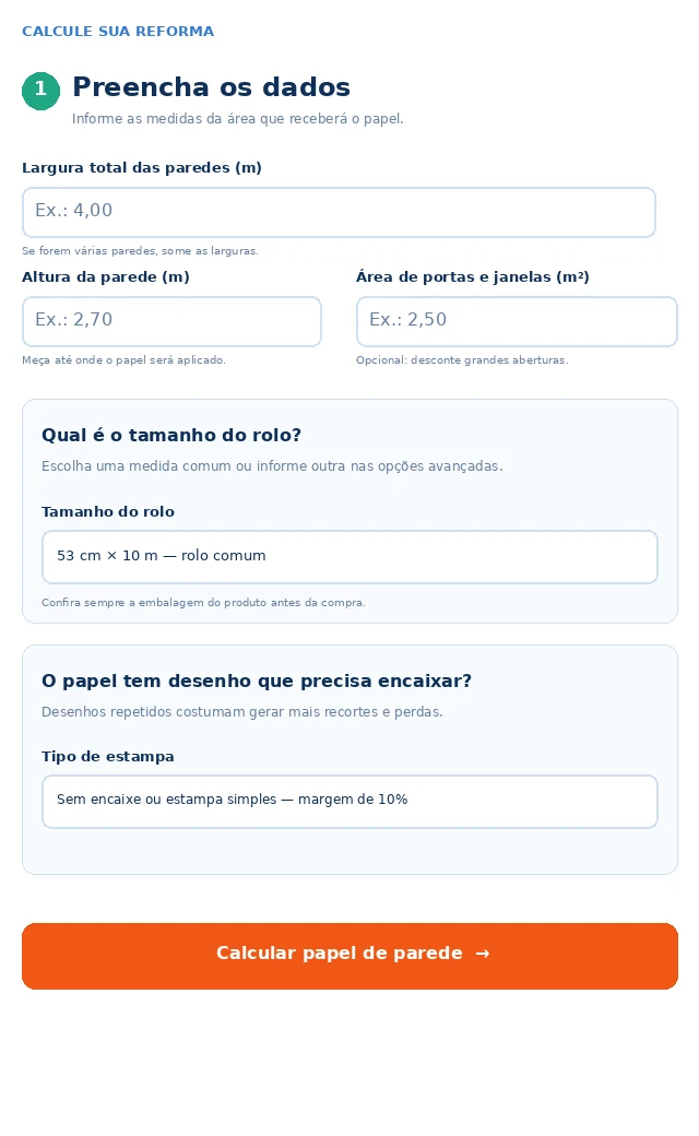 Campos da Calculadora de Papel de Parede